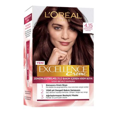 کیت رنگ مو قهوه ای لورآل سری Excellence شماره 4.15
