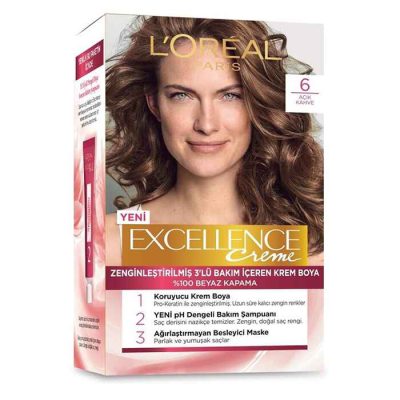 کیت رنگ مو لورآل سری Excellence شماره 6 رنگ قهوه ای روشن