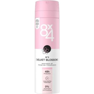 اسپری دئودورانت ضد تعریق 8×4 مدل Velvet Blossom شماره 3 با رایحه گل مخمل حجم 150 میل