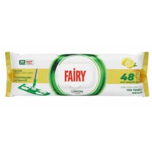 خرید دستمال مرطوب مخصوص تی فیری Fairy قابل شستشو رایحه لیمو بسته 50 عددی