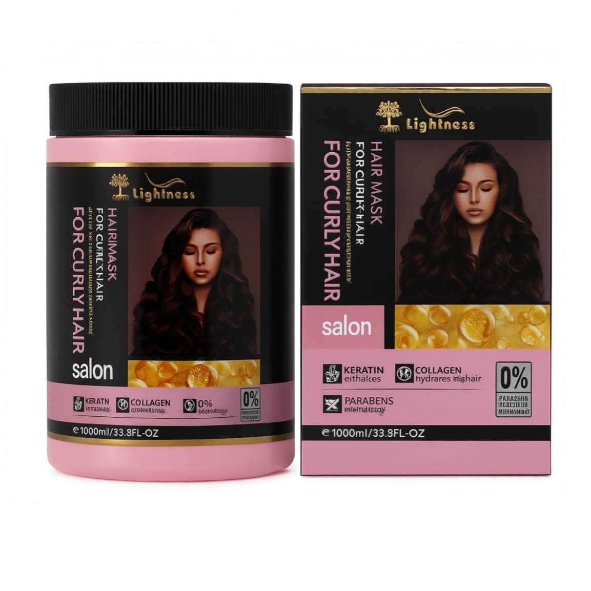 خرید ماسک مو لایتنس Lightness موهای فر حاوی کلاژن و آرگان و کراتین حجم 1000 میل