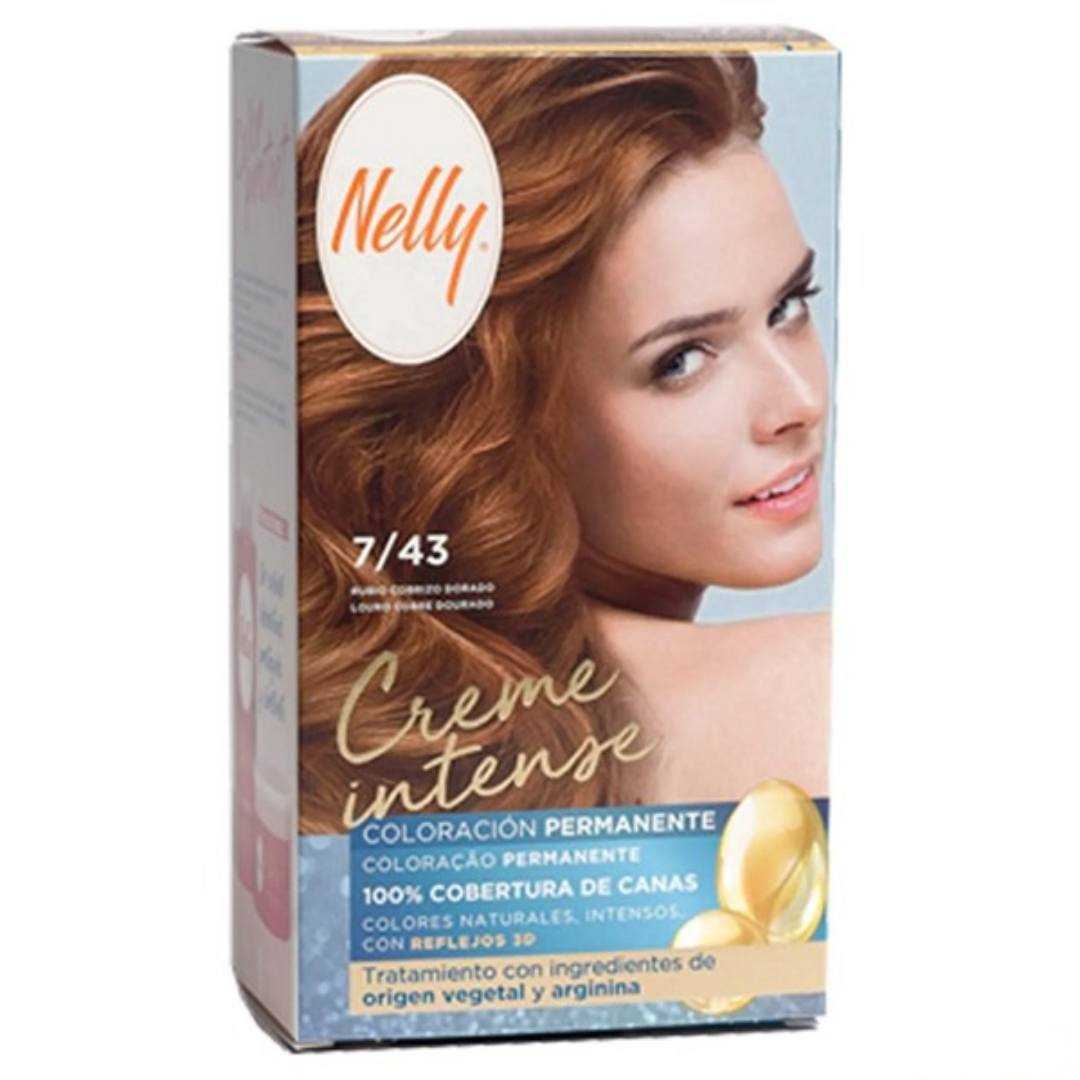 خرید کیت رنگ مو بدون آمونیاک اسپانیایی نلی NELLY شماره 7/43 رنگ مسی طلایی